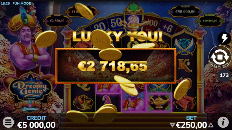Dreamy Genie Dollars & Dreams - big win in the base game